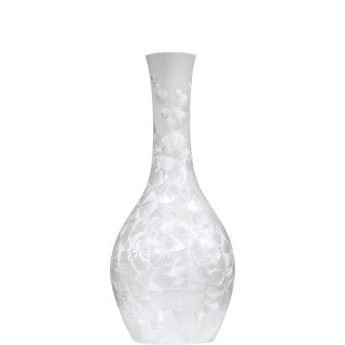 Weiße, schlanke Vase mit floralem Muster auf der Oberfläche. Fürstenberg Porzellan.