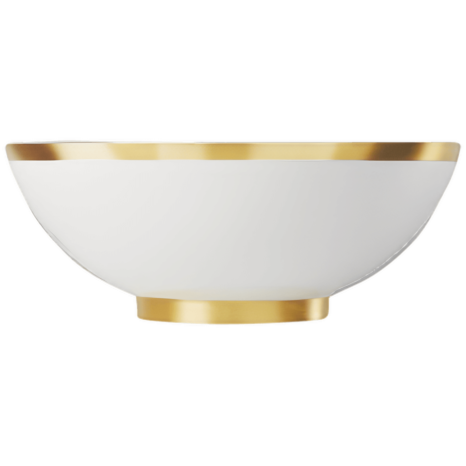 Weiße Schale mit goldenem Rand, stehende Position, minimalistisches Design. Fürstenberg Porzellan.
