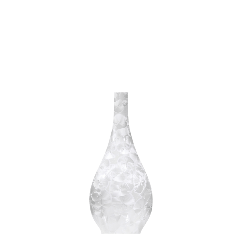 Weiße Porzellanvase mit filigranem floralen Muster, standfest und schlank. Fürstenberg Porzellan.