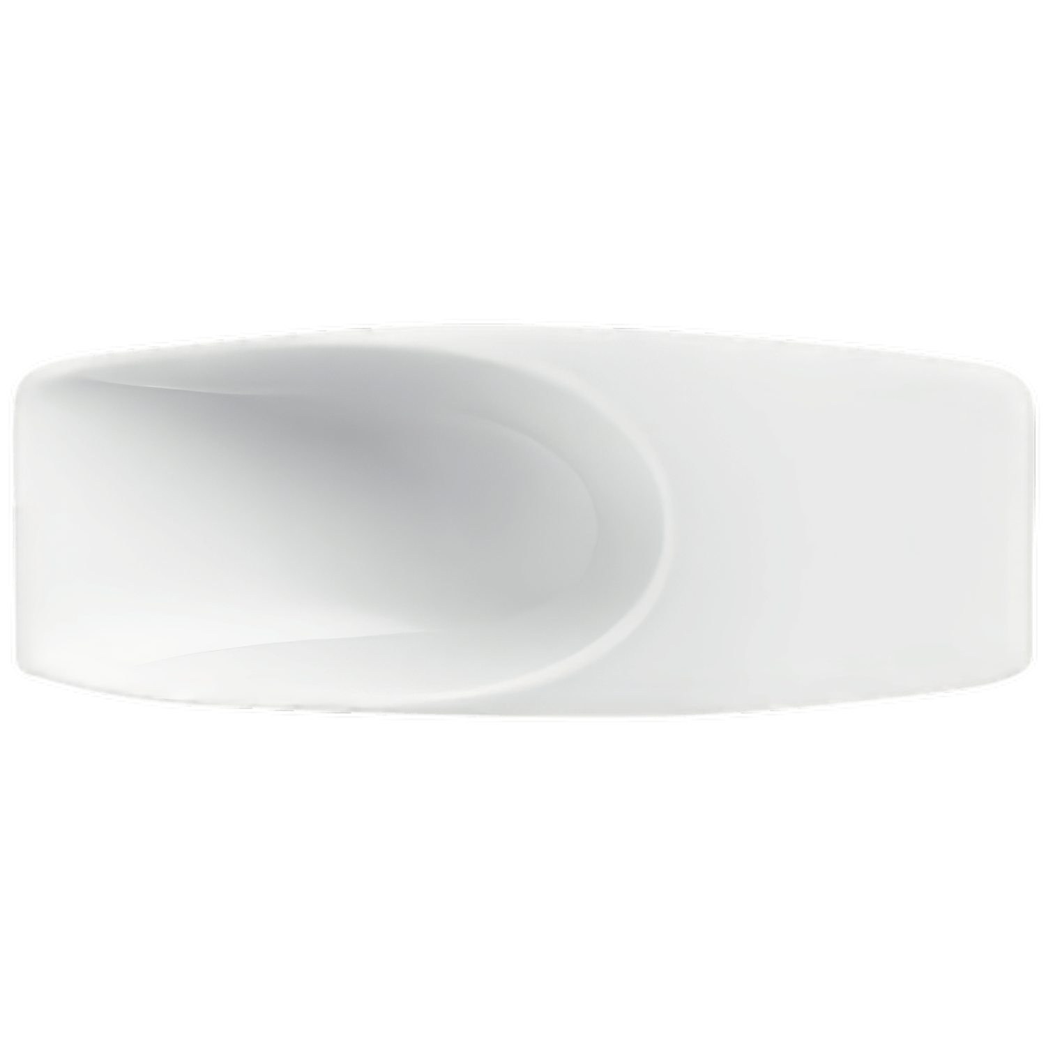 Weiße, asymmetrische Porzellanschale, geschwungen, minimalistisch, auf schwarzem Hintergrund präsentiert. Fürstenberg Porzellan.