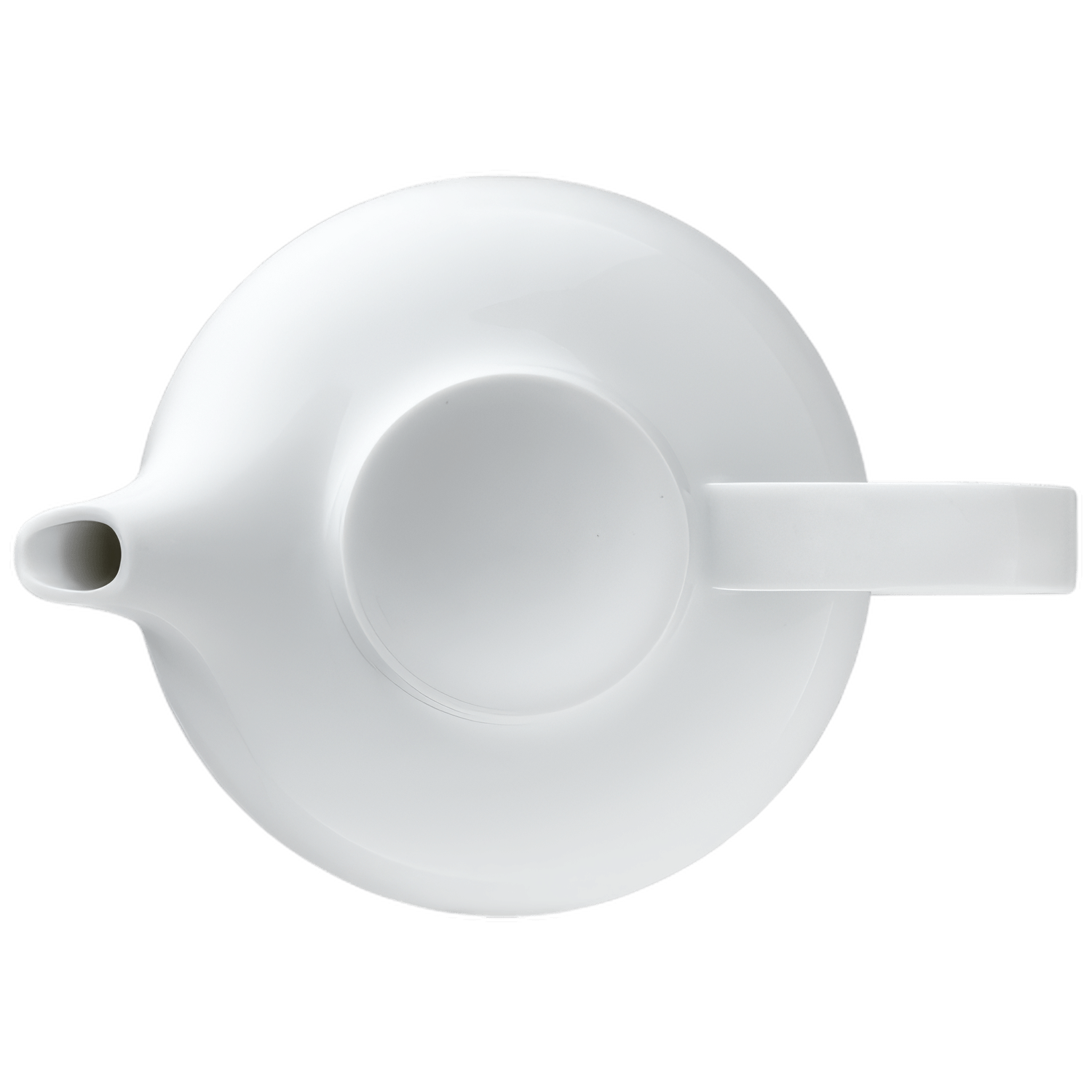 Weiße Teekanne, obere und seitliche Ansicht, schlichtes modernes Design. Fürstenberg Porzellan.