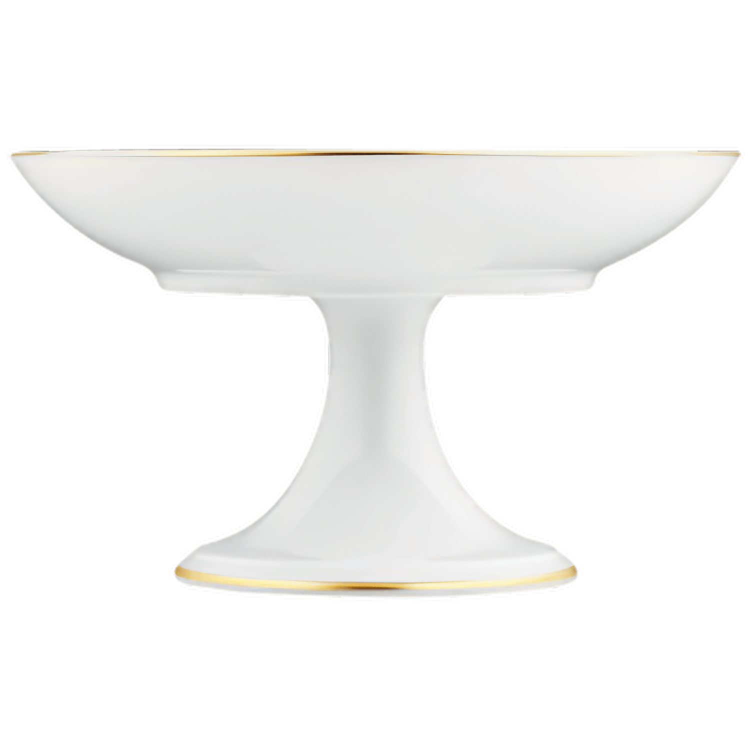 Weiße Porzellan-Etagere mit goldenen Rändern, auf einem Sockel stehend. Fürstenberg Porzellan.
