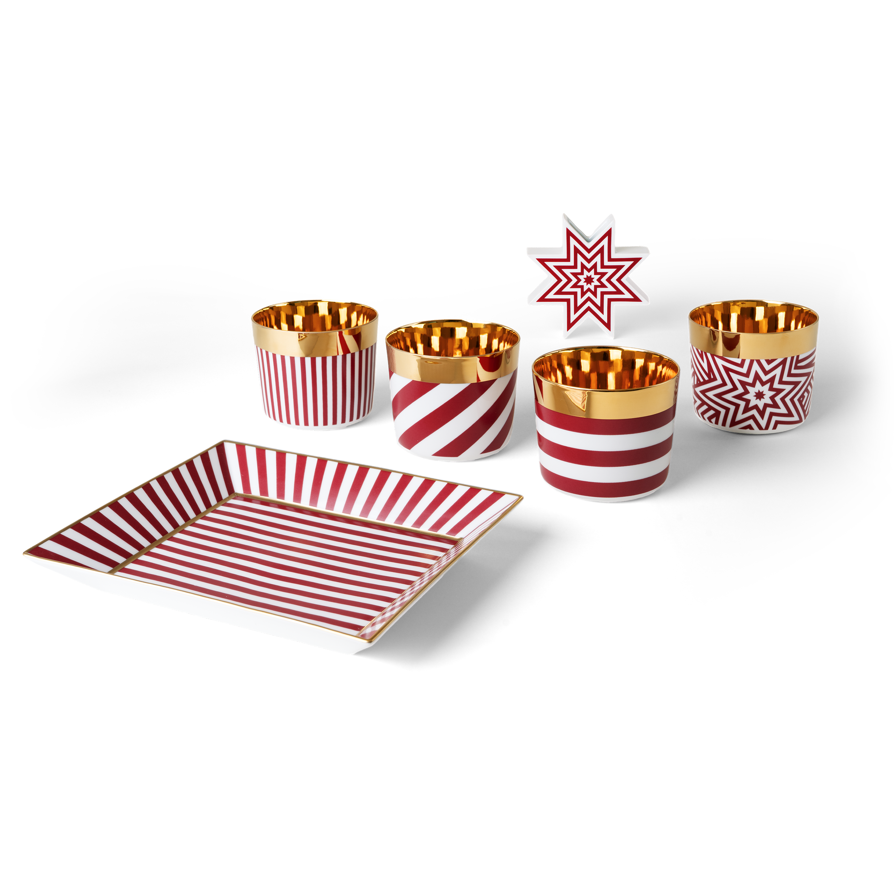 Set RED POP | Becher, Vide-Poche, Porzellanstern