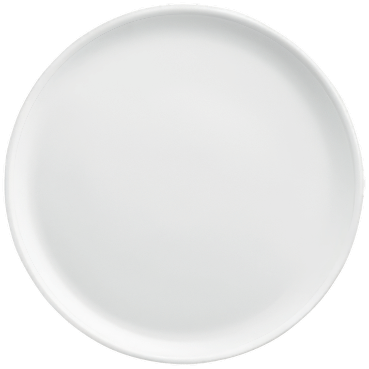 Weißer, runder Porzellanteller in minimalistischem Design vor schwarzem Hintergrund. Fürstenberg Porzellan.
