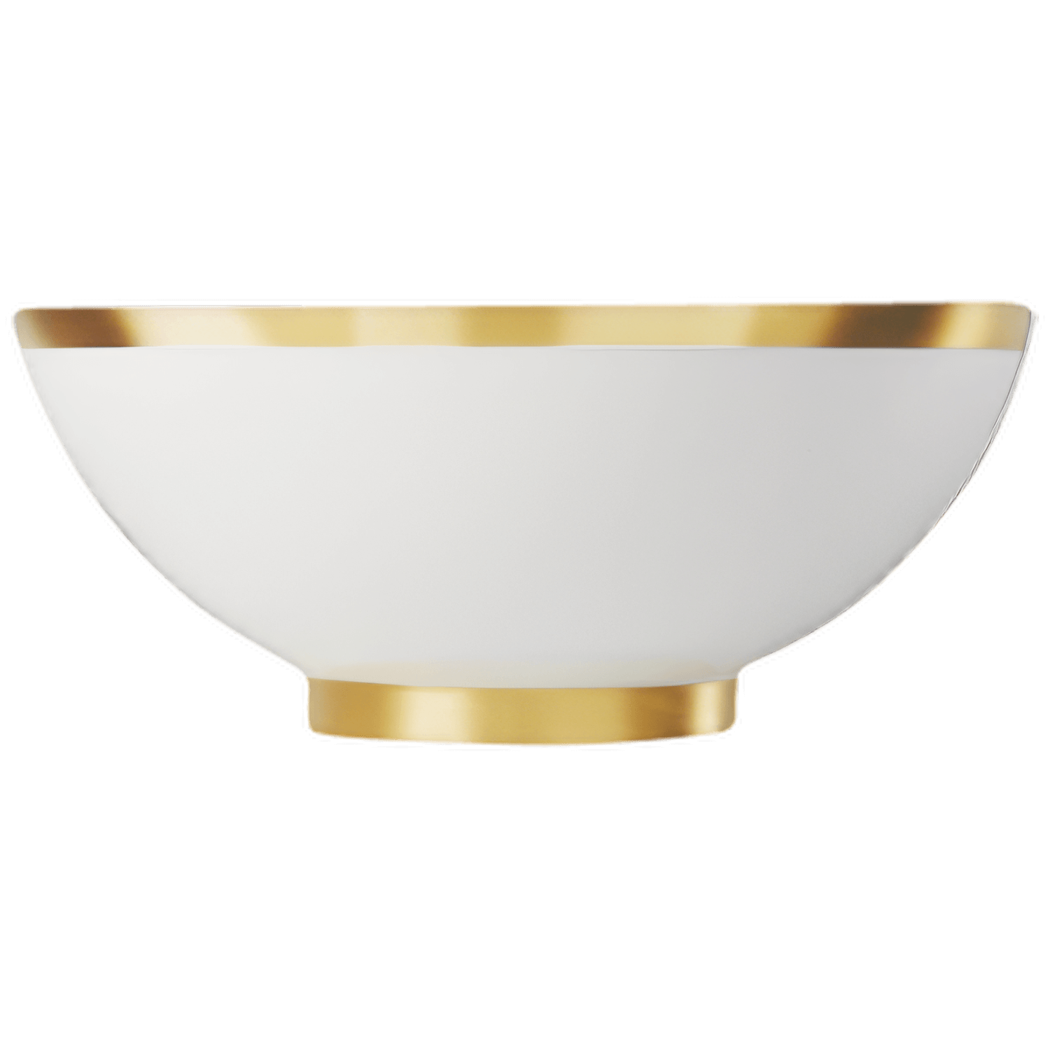 Weiße Schale mit goldener Umrandung, ruhend auf schwarzem Hintergrund. Fürstenberg Porzellan.