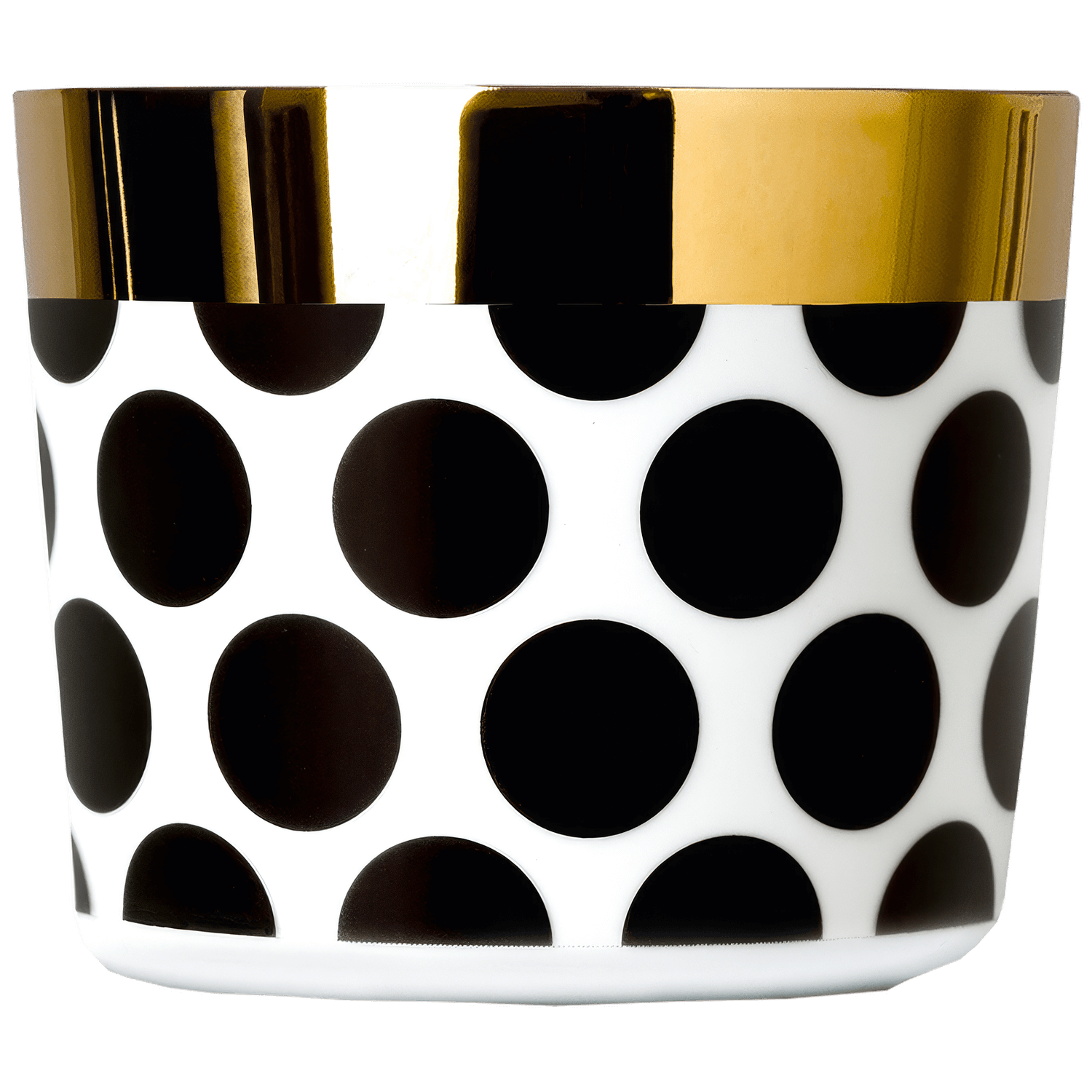 Weiße Tasse mit schwarzen Punkten und breitem goldenen Rand, Fürstenberg Porzellan.