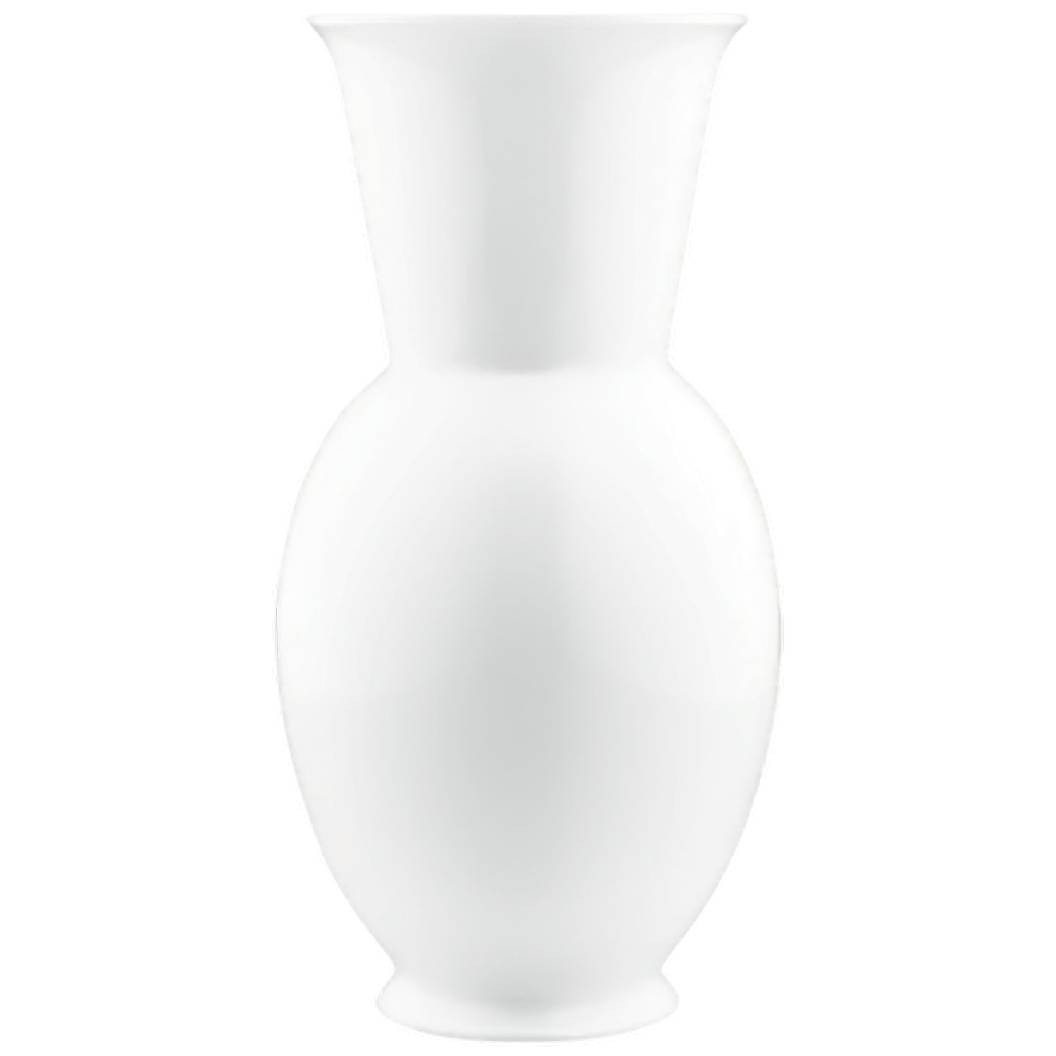 Weiße, bauchige Vase mit weitem Rand auf schwarzem Hintergrund. Fürstenberg Porzellan.