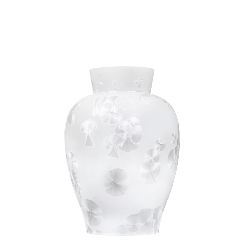 Weiße Porzellanvase mit floralem Reliefmuster, elegante bauchige Form. Fürstenberg Porzellan.