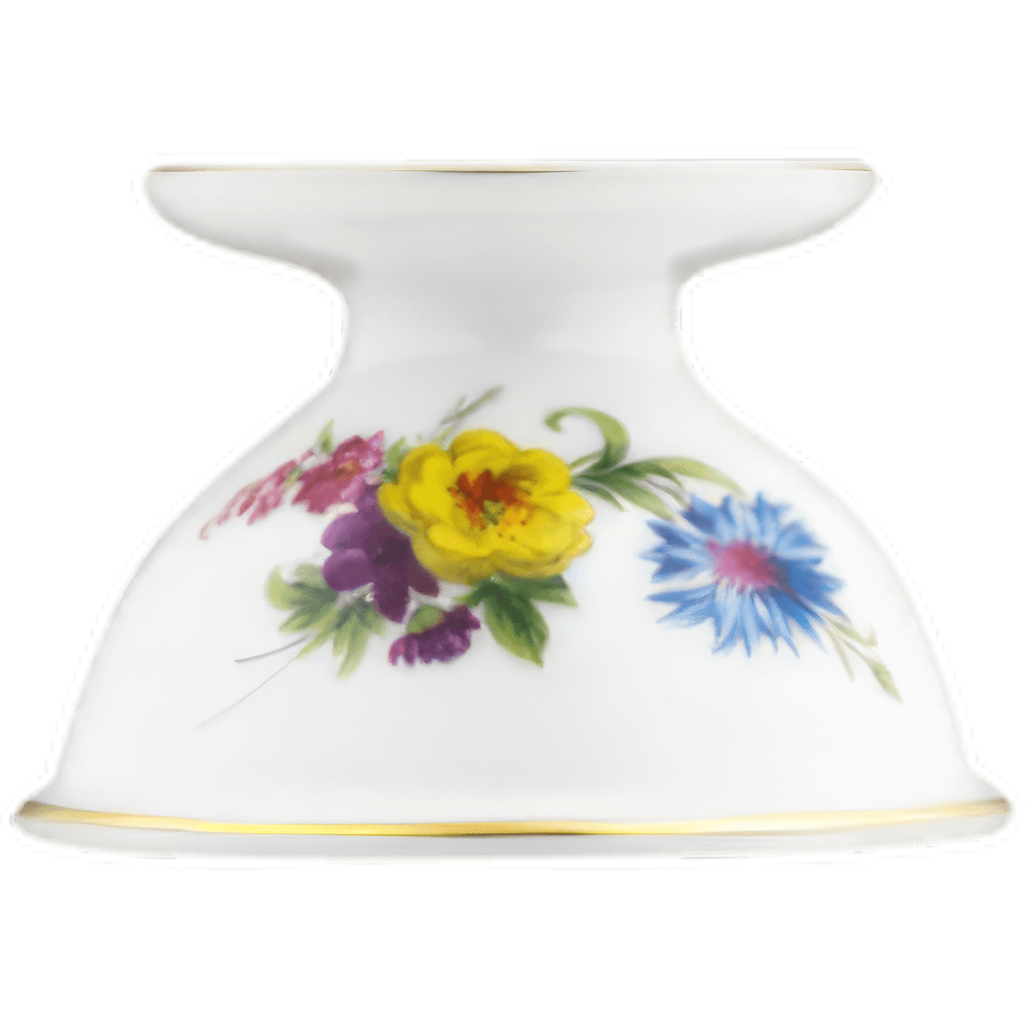 Weiße Porzellan-Eierbecher, florales Muster, steht auf einem weißen Hintergrund. Fürstenberg Porzellan.