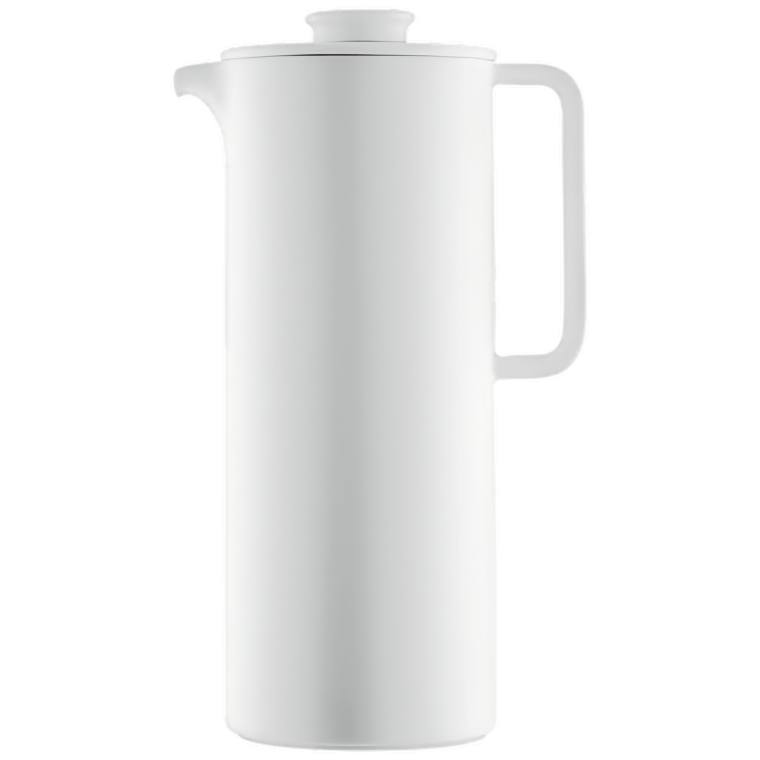 Weißes Kaffeekannen-Set mit Deckel, Griff, minimalistischem Design, auf weißem Hintergrund. Fürstenberg Porzellan.