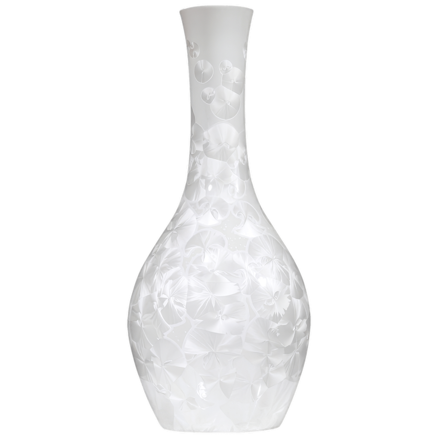 Weiße, mattschimmernde Porzellanvase mit floralen Mustern auf schlichtem Hintergrund. Fürstenberg Porzellan.