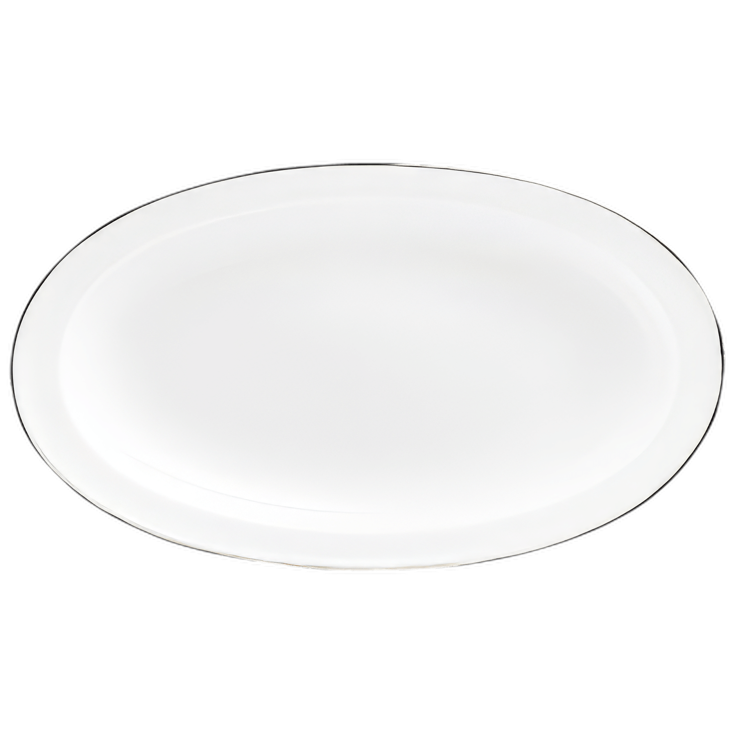 Weiße ovale Porzellanplatte auf schwarzem Hintergrund, schlichtes Design. Fürstenberg Porzellan.