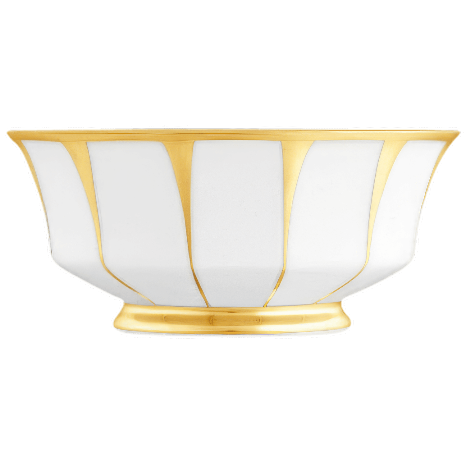 Weiße Porzellanschale mit goldenen Streifen im klassischen Design. Fürstenberg Porzellan.
