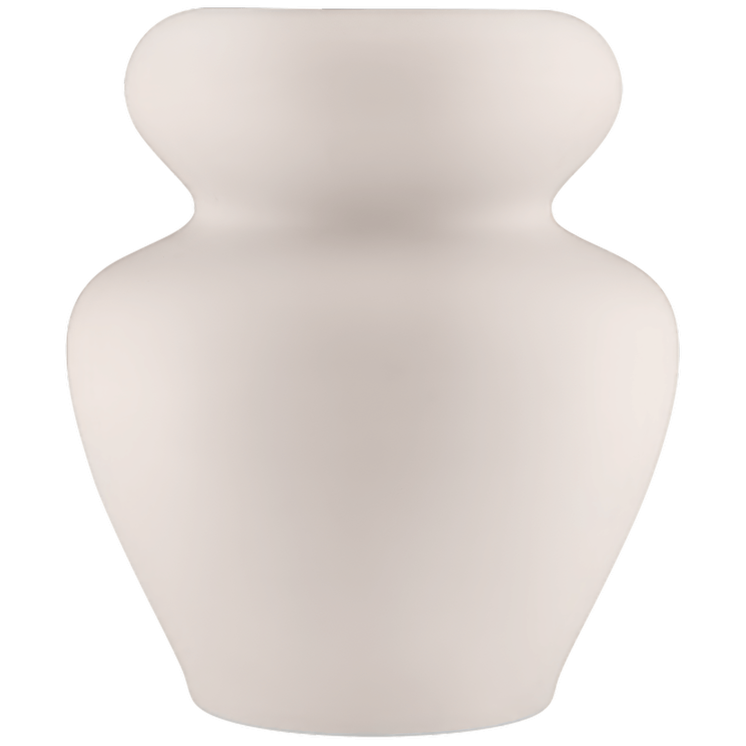 Weiße, elegante Vase mit geschwungener Form auf weißem Hintergrund. Fürstenberg Porzellan.