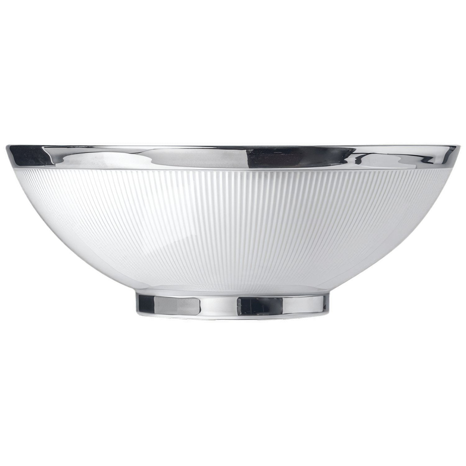 Weiße geriffelte Porzellanschale mit glänzendem Silberrand und Fuß. Fürstenberg Porzellan.