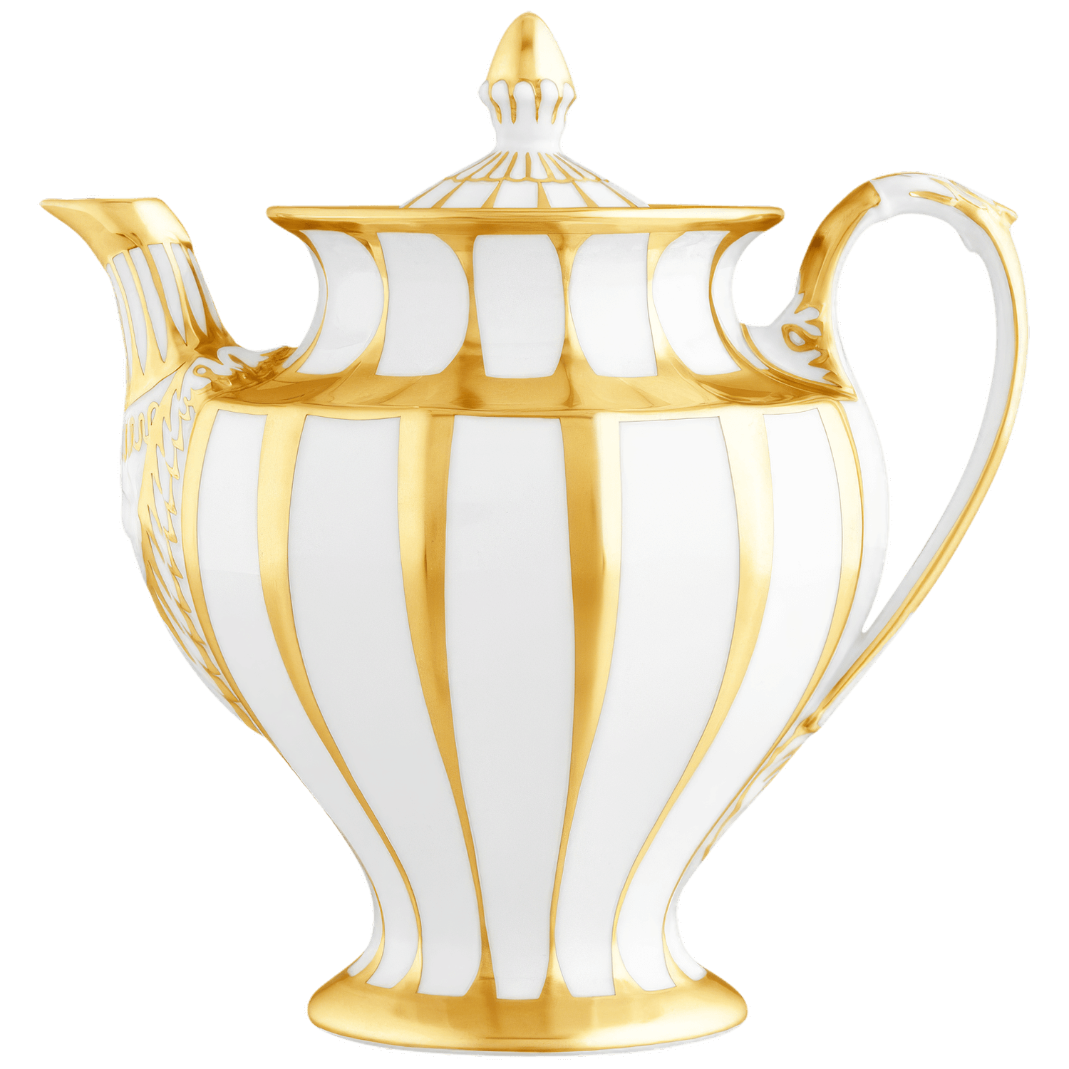 Porzellan-Teekanne mit goldenen Verzierungen. Fürstenberg Porzellan.
