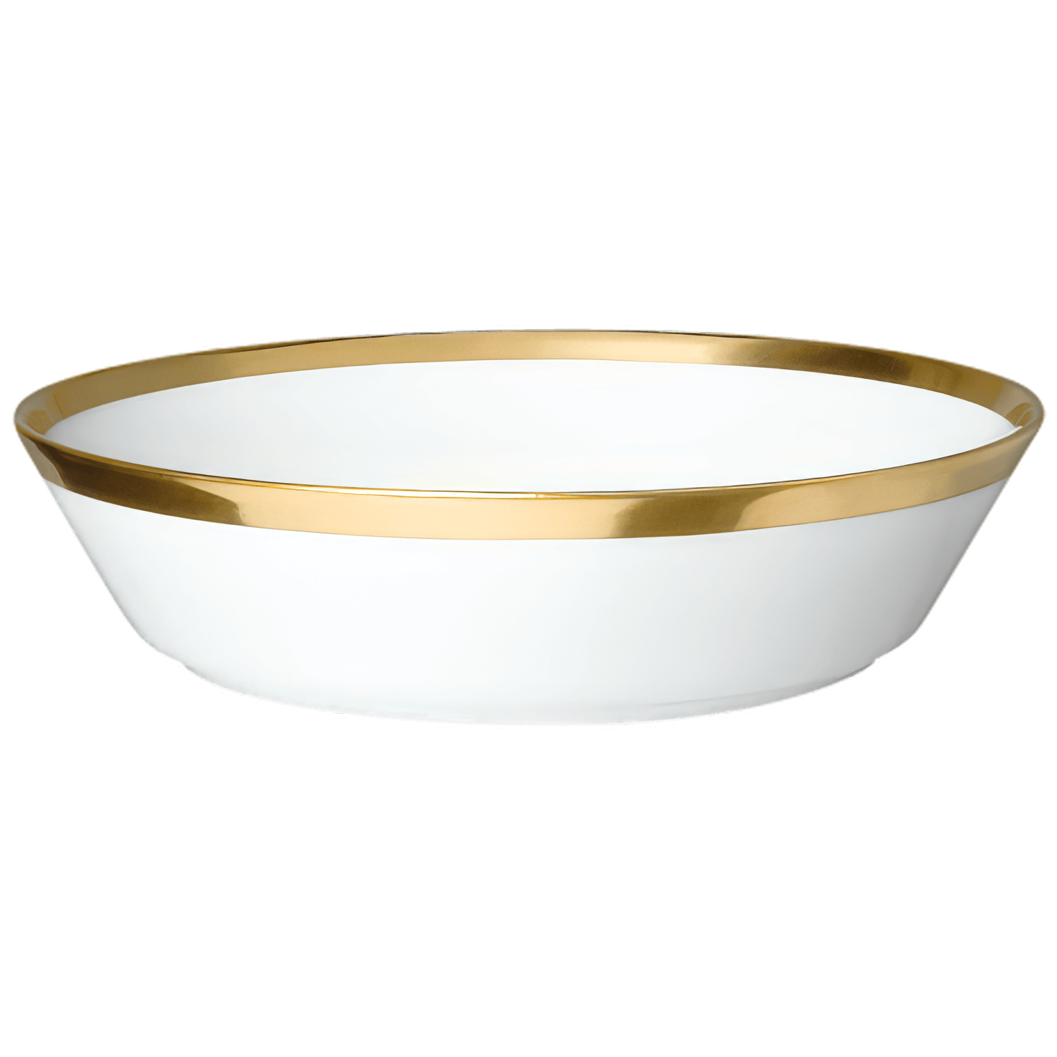 Weiße Porzellanschale mit elegantem goldenen Rand, im Studio fotografiert. Fürstenberg Porzellan.