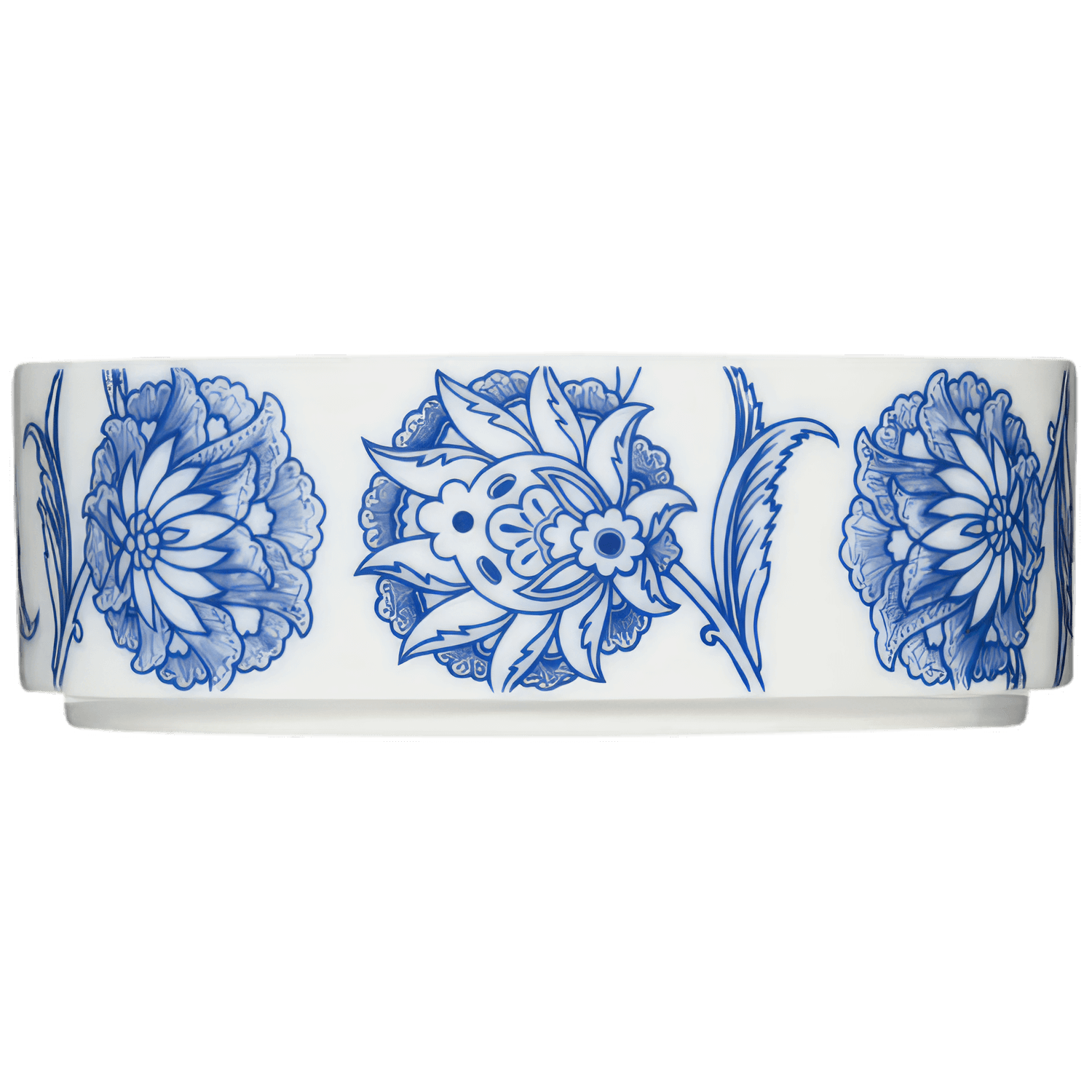 Weiße Porzellanschale mit blauen floralen Mustern verziert. Fürstenberg Porzellan.