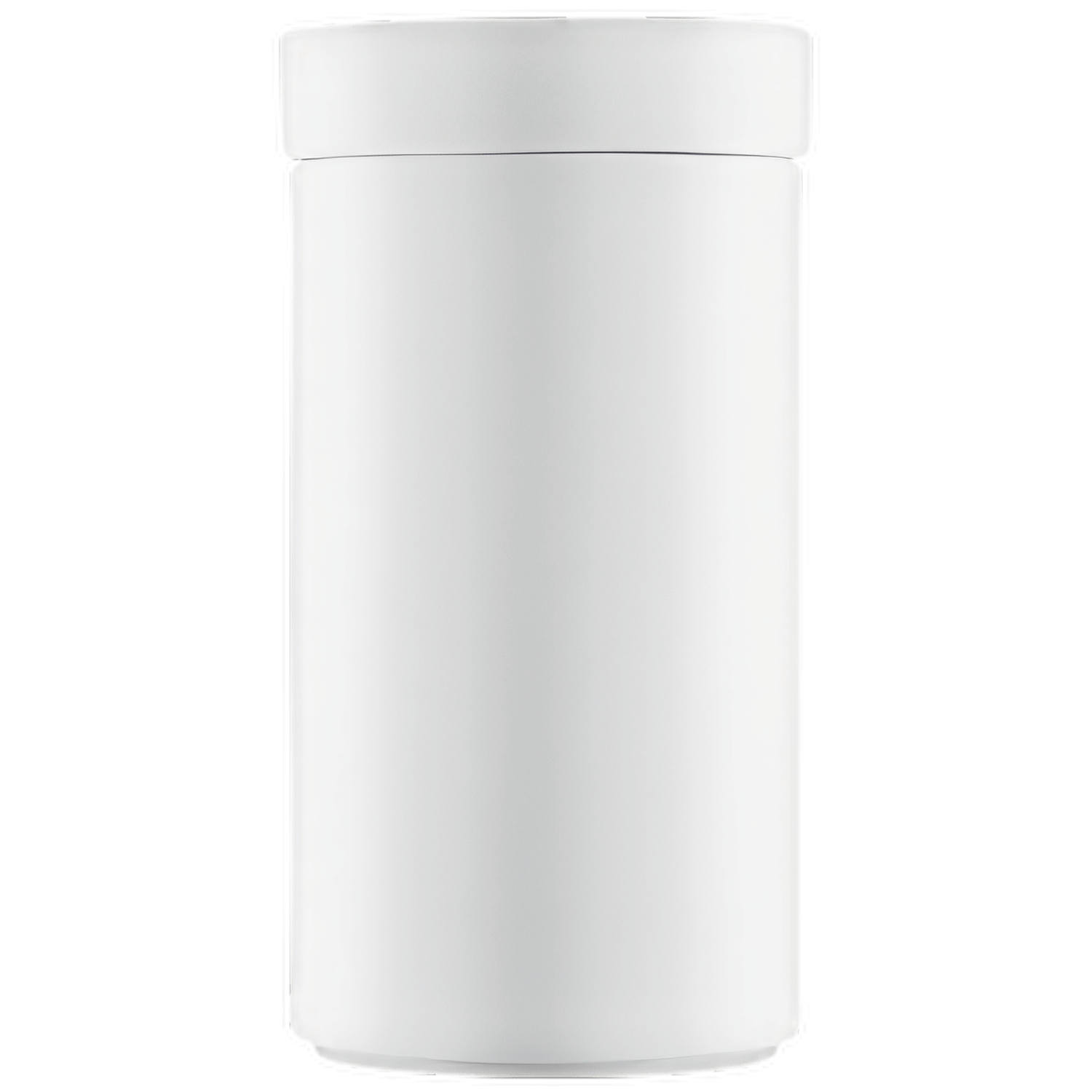 Weißer, zylindrischer Becher mit abgenommenem Deckel; modernes Design. Fürstenberg Porzellan.