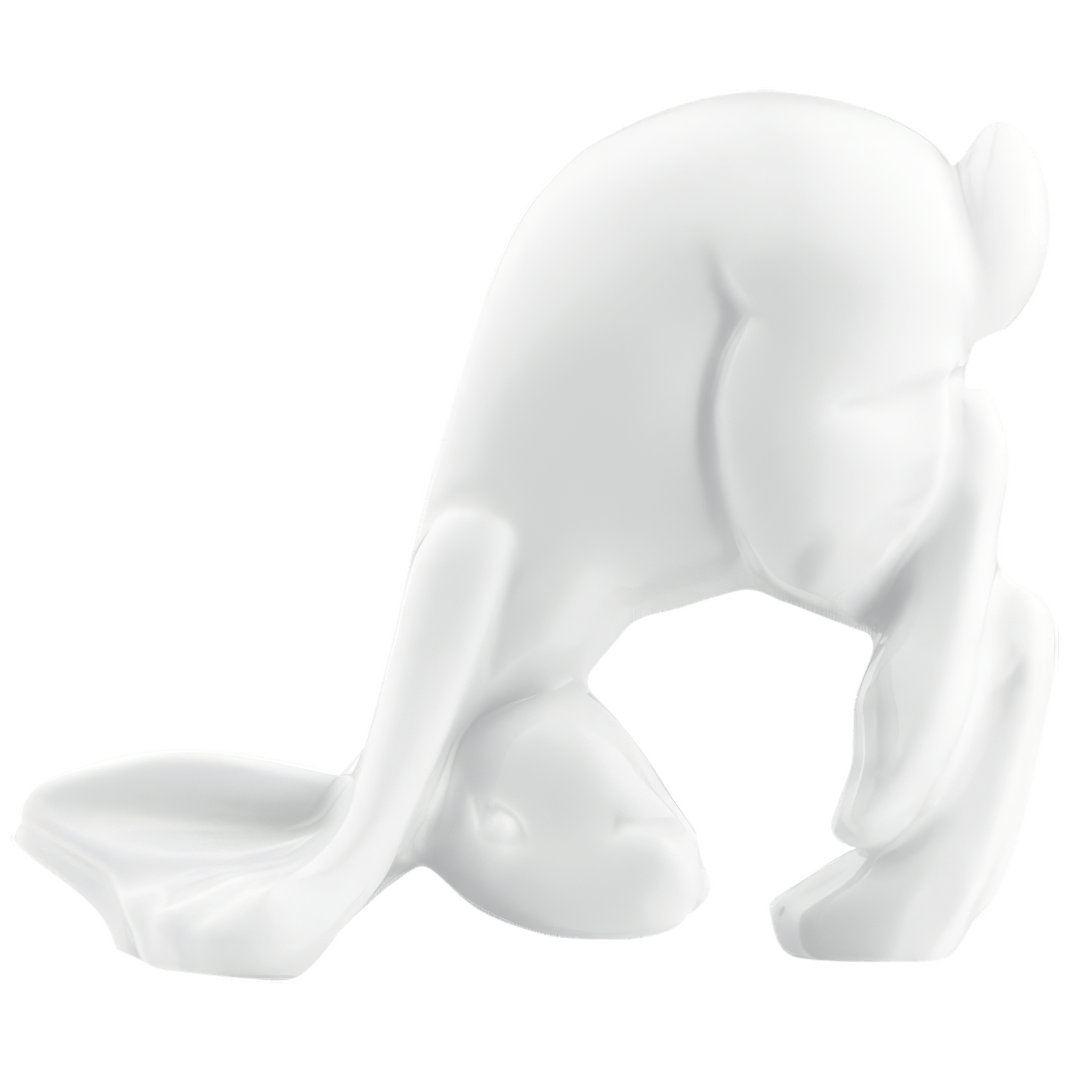 Weiße Porzellanfigur eines springenden Hasen auf zwei Beinen. Fürstenberg Porzellan.