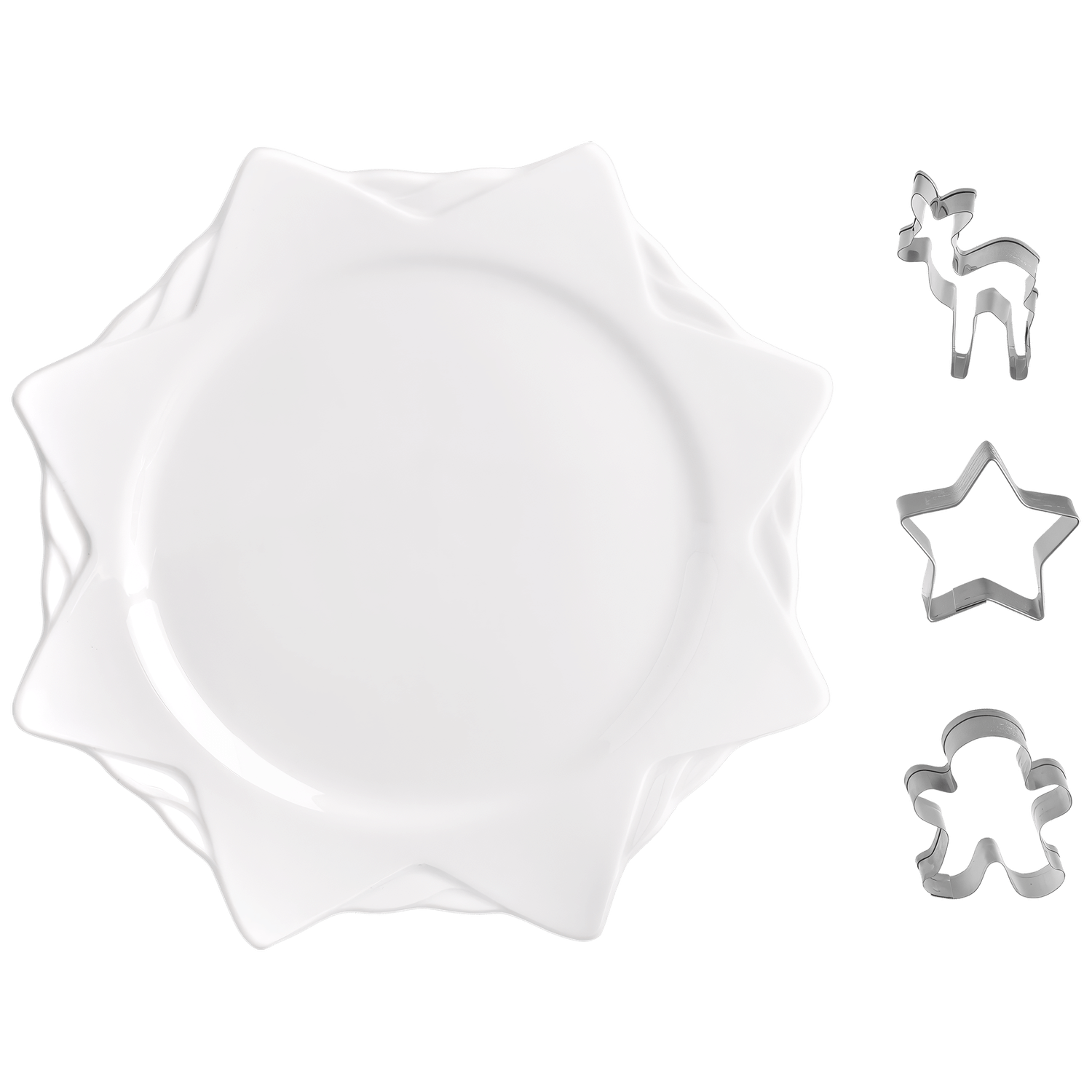 Weihnachts-Set | Plätzchenausstecher mit Sternenteller (5tlg.)