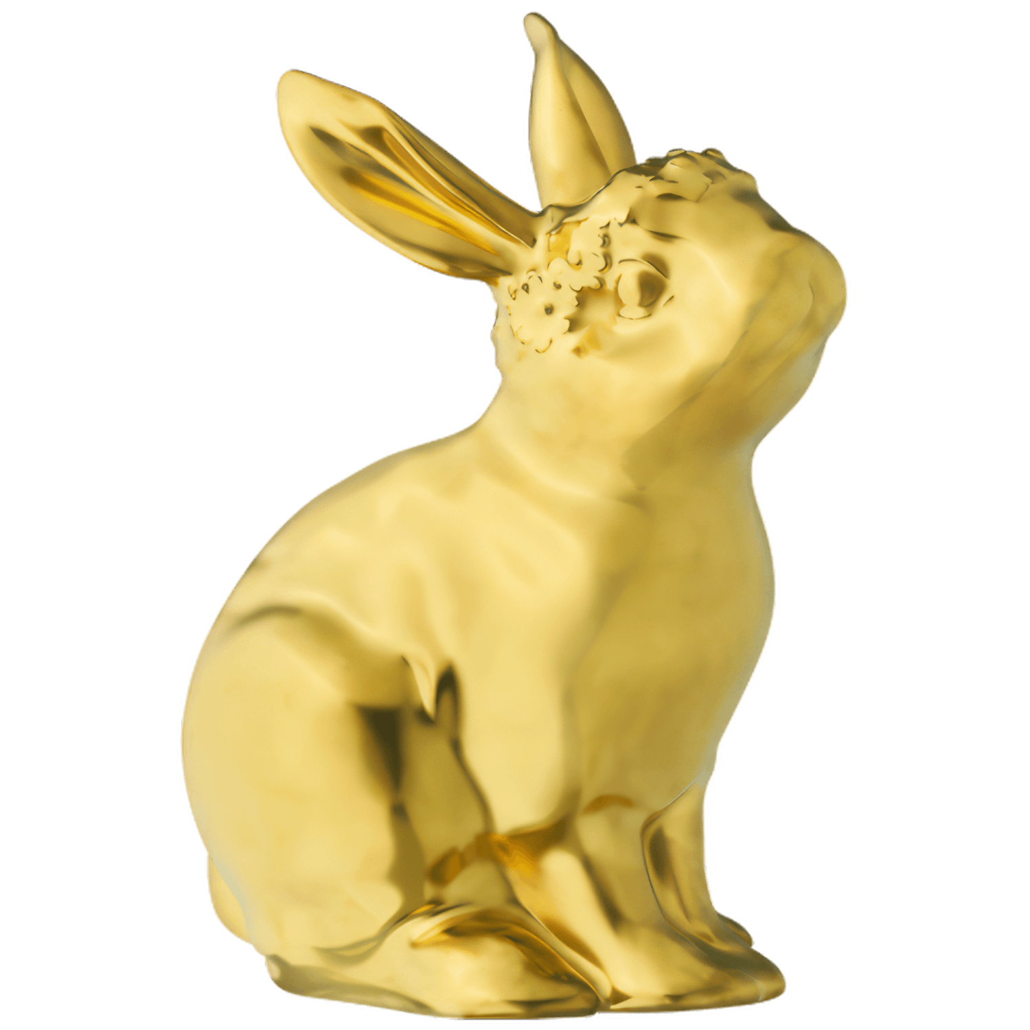 Goldener Hase sitzt aufmerksam, Schmucksammler-Edition, glänzend. Fürstenberg Porzellan.
