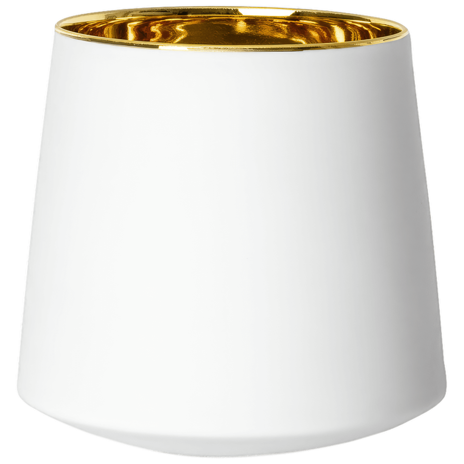 Weiße Porzellantasse mit goldener Innenverkleidung, zylinderförmig, stilvolles Design. Fürstenberg Porzellan.