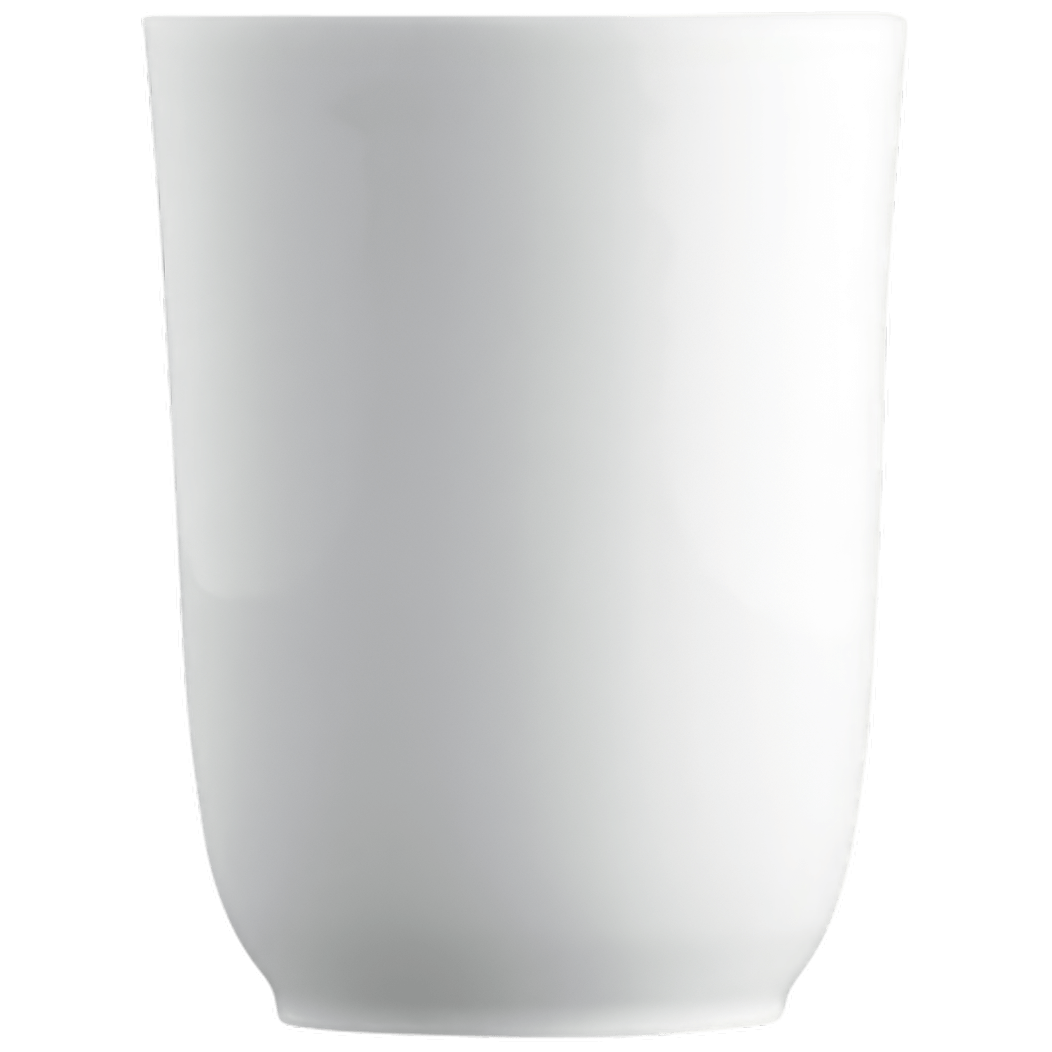 Weißer Becher steht auf schwarzem Hintergrund. Fürstenberg Porzellan.