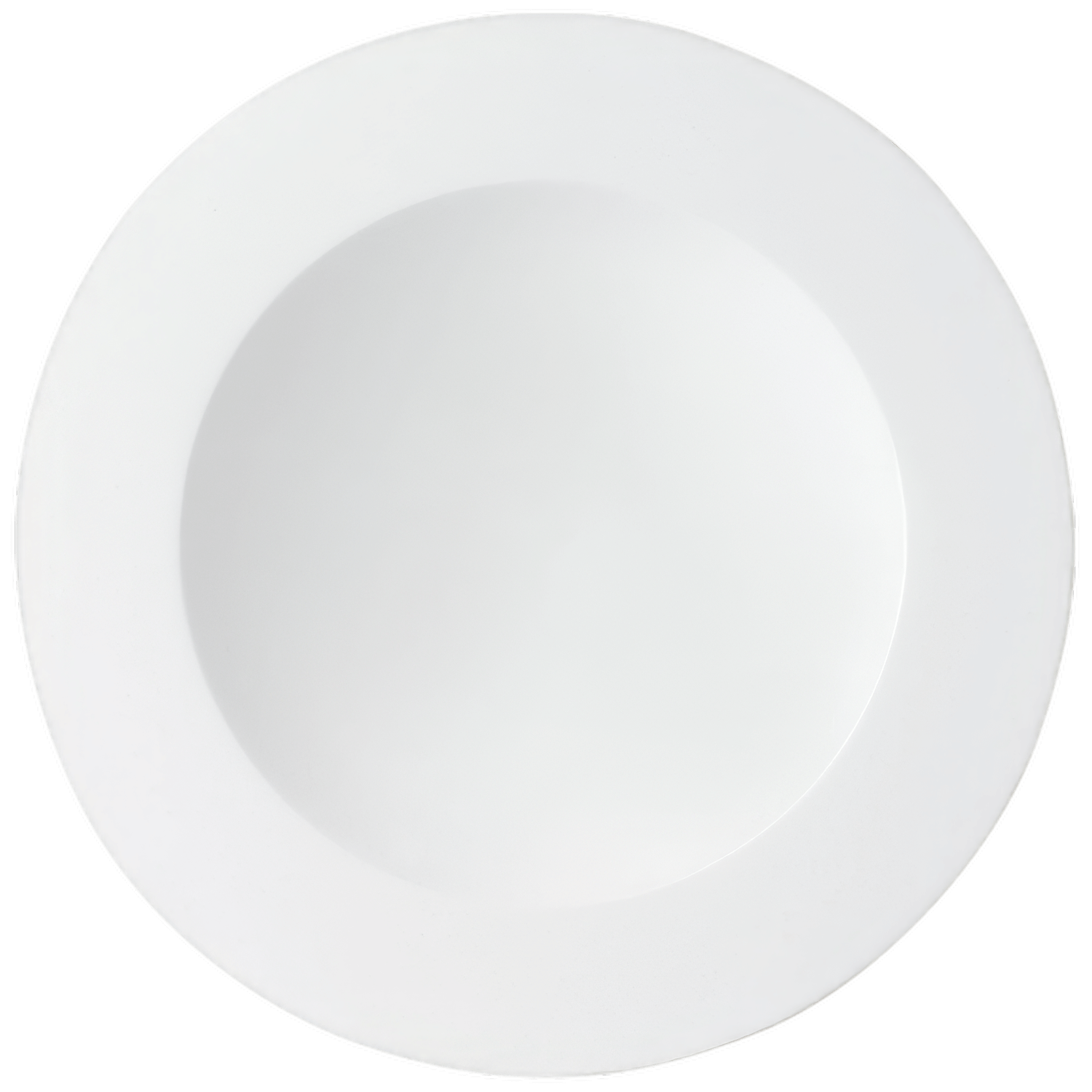 Weißer Porzellanteller mit flachem Rand aufgestellt, präsentiert neutrale Hintergrund. Fürstenberg Porzellan.