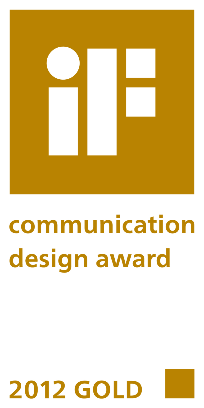 Goldenes Logo, beschreibt "iF communication design award 2012 GOLD". Fürstenberg Porzellan.