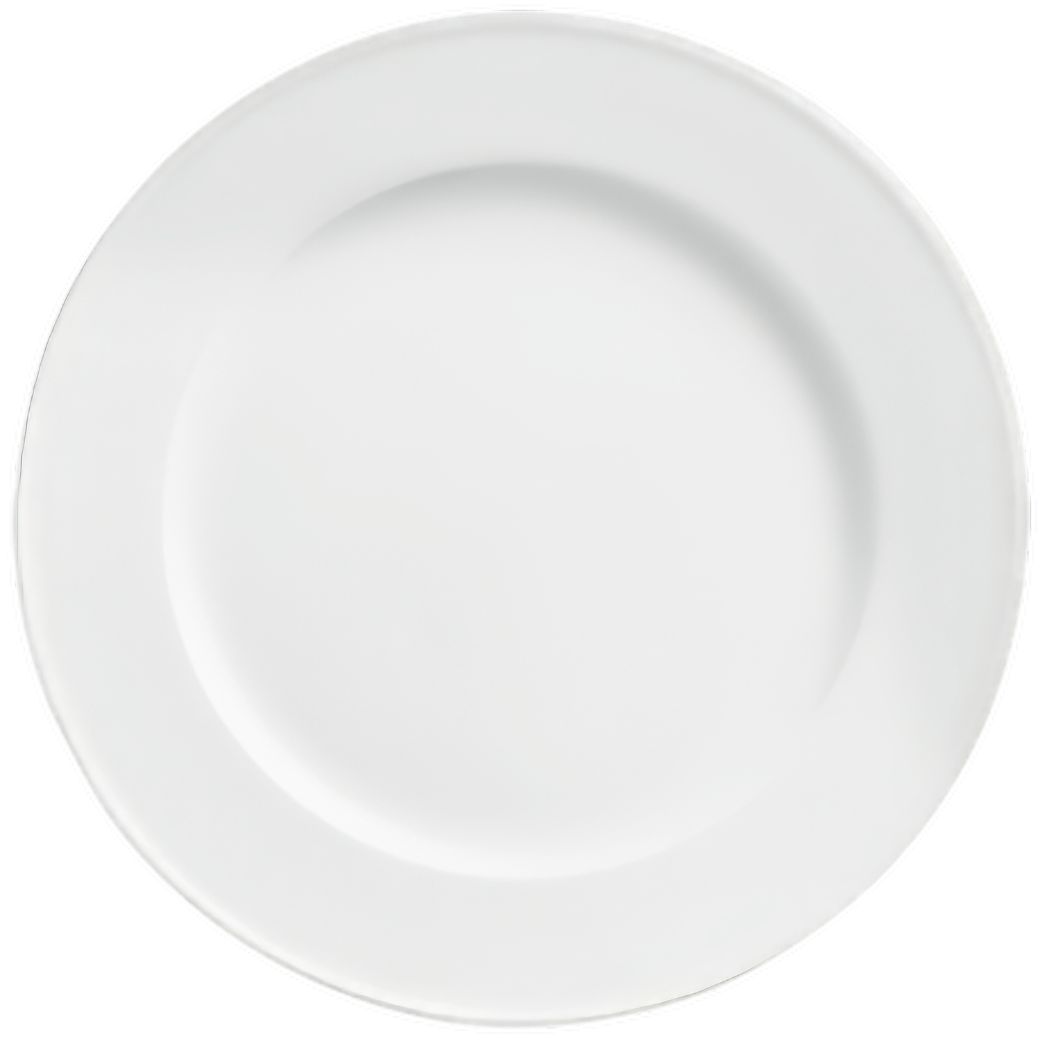Weißer Porzellanteller liegt auf schwarz-weißem Hintergrund, minimalistisches Design. Fürstenberg Porzellan.