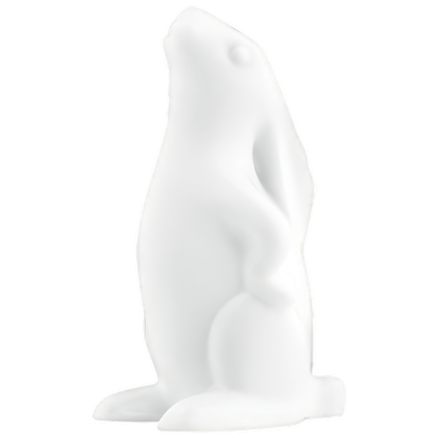 Weiße Porzellanfigur eines aufrecht stehenden Hasens, minimalistisch gestaltet. Fürstenberg Porzellan.
