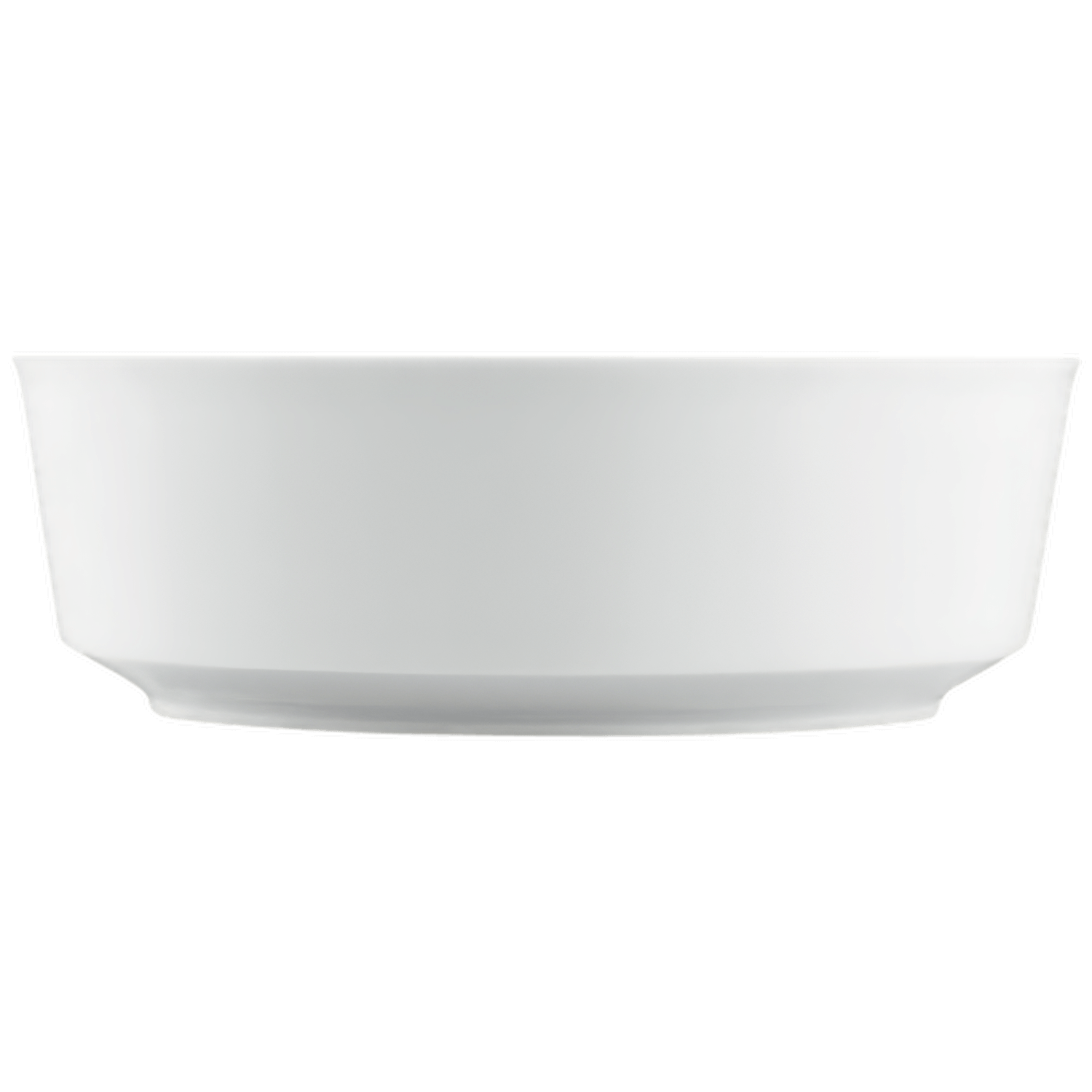 Weiße Porzellanschale steht aufrecht vor schwarzem Hintergrund. Fürstenberg Porzellan.