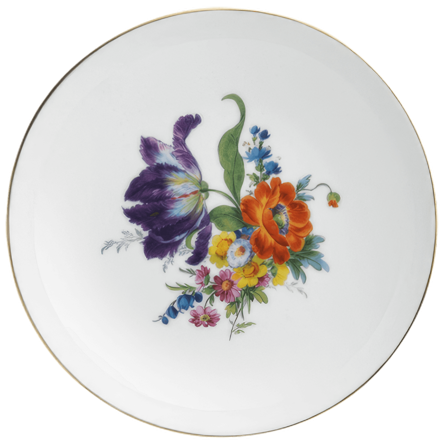 Teller und Schale mit Blumenmuster auf weißem Porzellan von Fürstenberg Porzellan.