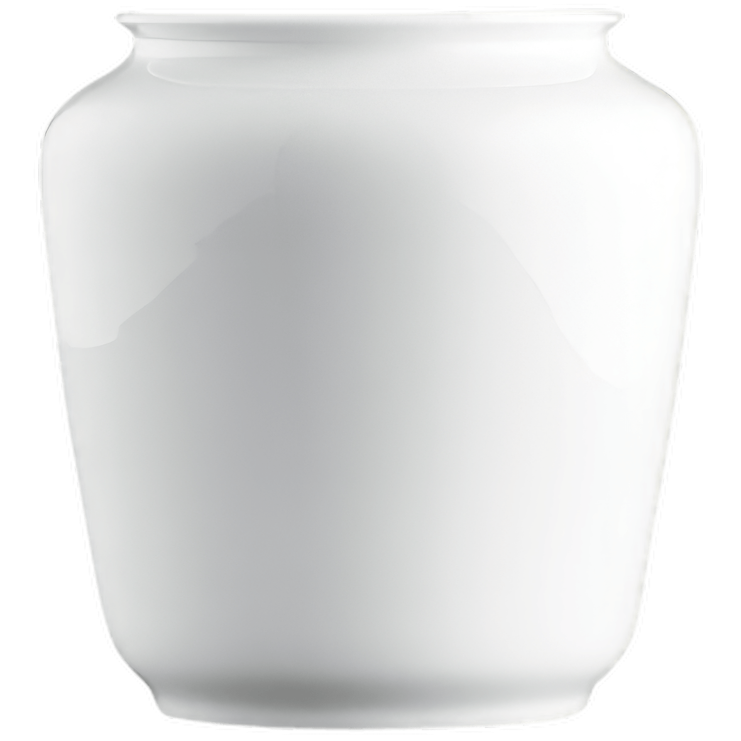 Weiße Porzellanvase auf schwarzem Hintergrund, schlicht und elegant. Fürstenberg Porzellan.