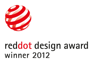 Logo zeigt roten Punkt und Text: "reddot design award winner 2012". Fürstenberg Porzellan.