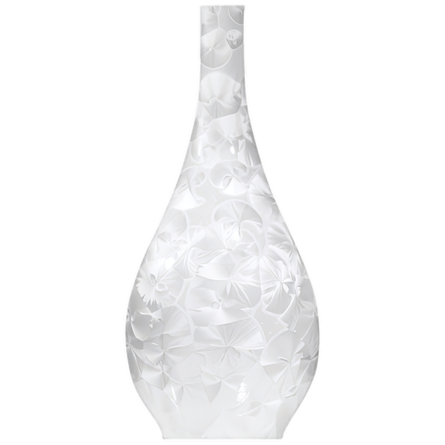 Weiße Porzellanvase mit floralem Reliefmuster, elegant geformt, steht aufrecht. Fürstenberg Porzellan.