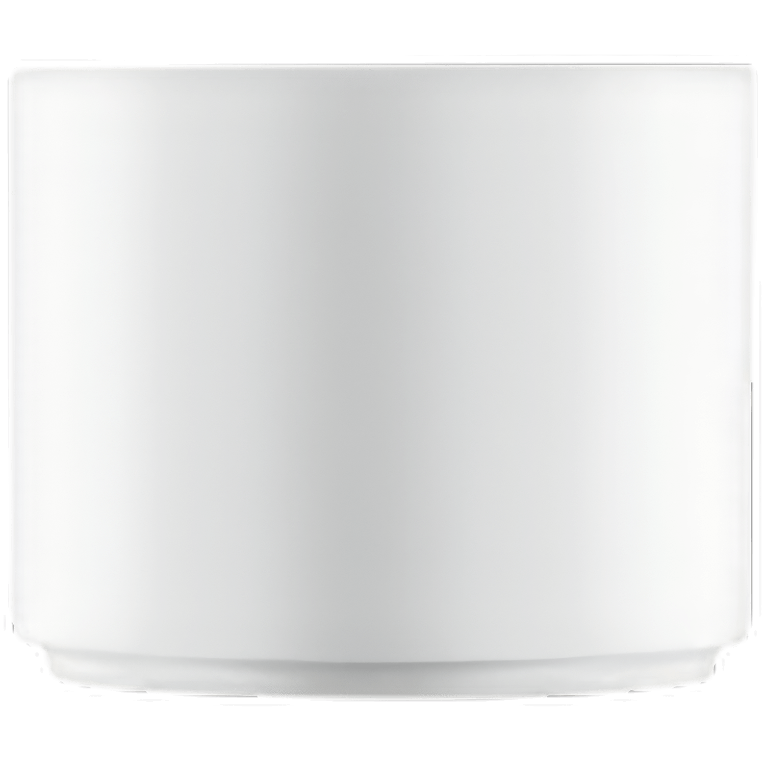 Weiße, zylindrische Vase steht auf weißem Hintergrund, minimalistisch gestaltet. Fürstenberg Porzellan.