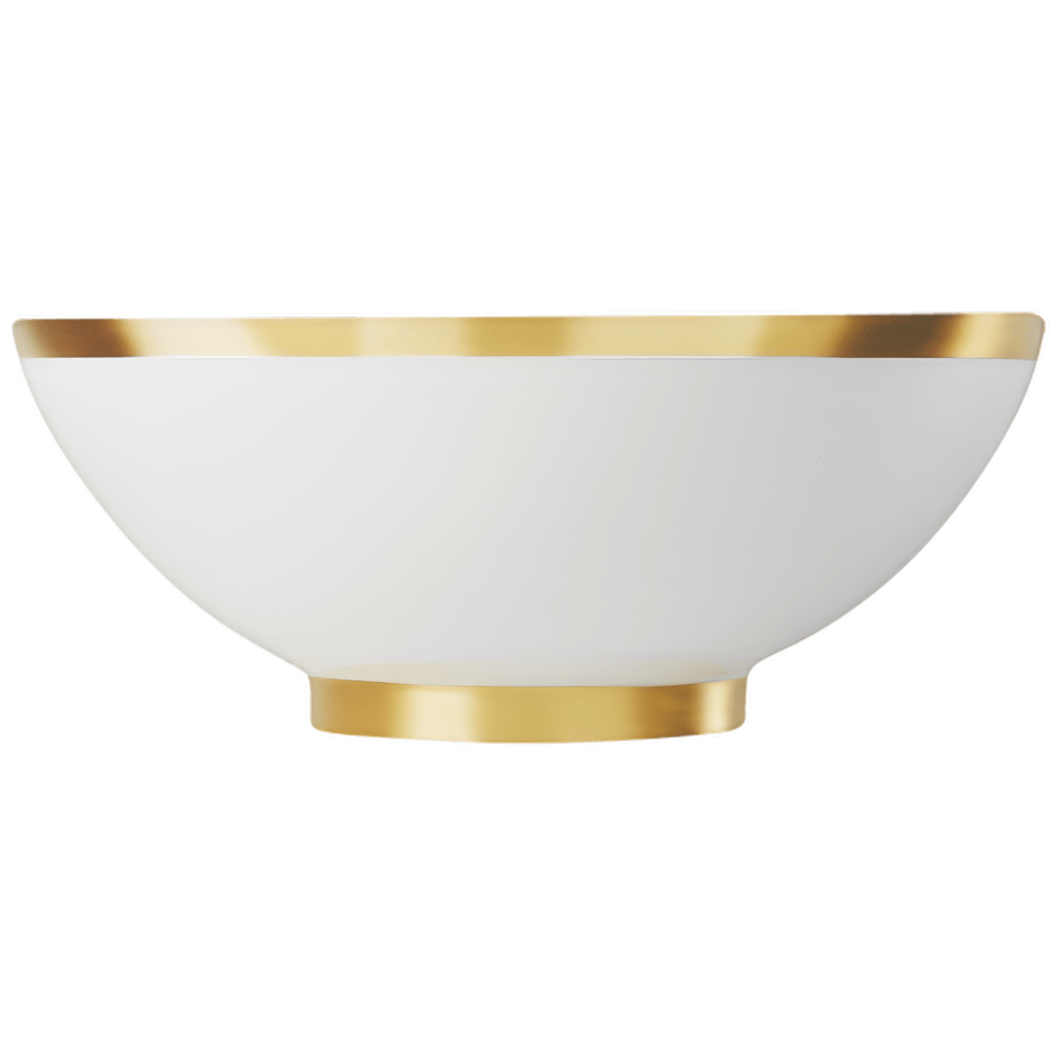Weiße Porzellanschale mit goldenen Rändern, steht auf schwarzem Hintergrund. Fürstenberg Porzellan.