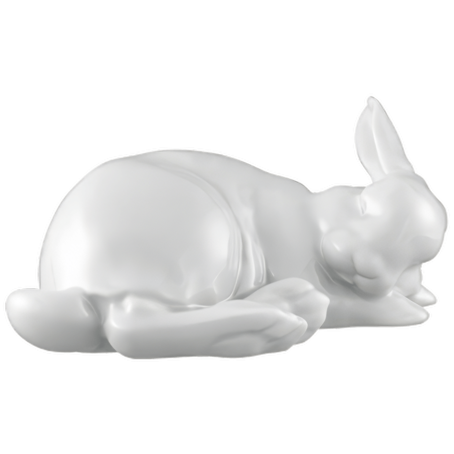 Porzellan-Hase liegt schlafend auf der Seite. Fürstenberg Porzellan.