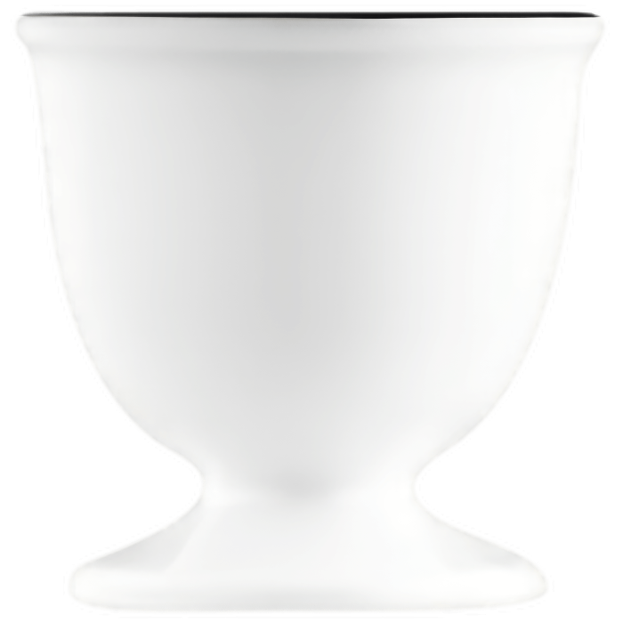 Weißer Porzellan-Eierbecher mit schlichtem Design auf weißem Hintergrund. Fürstenberg Porzellan.